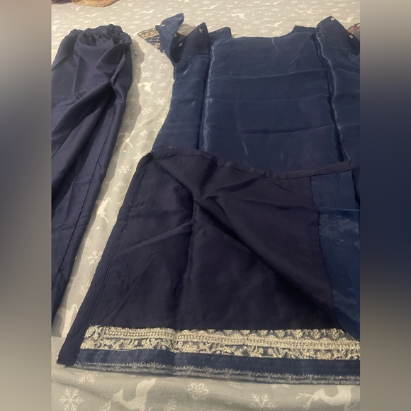 Pakistani 3 pieces organza dress with embroidery and stone work - Picture 7 of 11